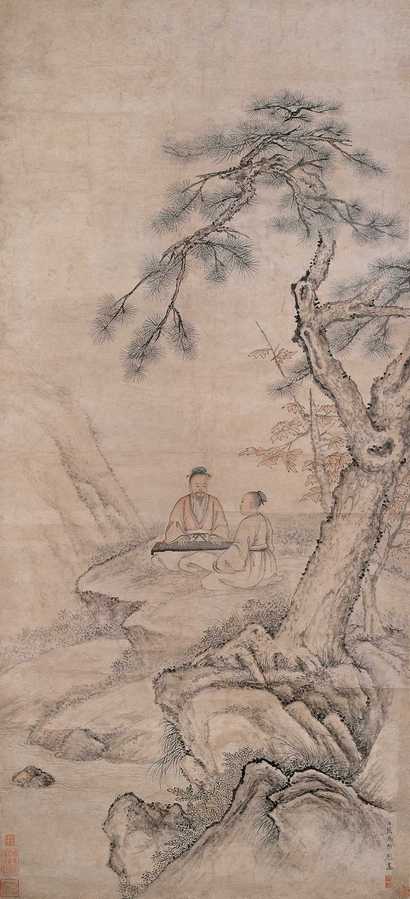 张为邦 松荫高士图 立轴